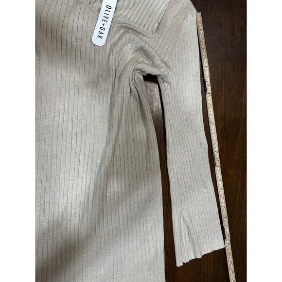 Olive & Oak Nude Beige Neutral Western BodyCon Dress XL Cowgirl Flare Sleeve - Picture 6 of 11